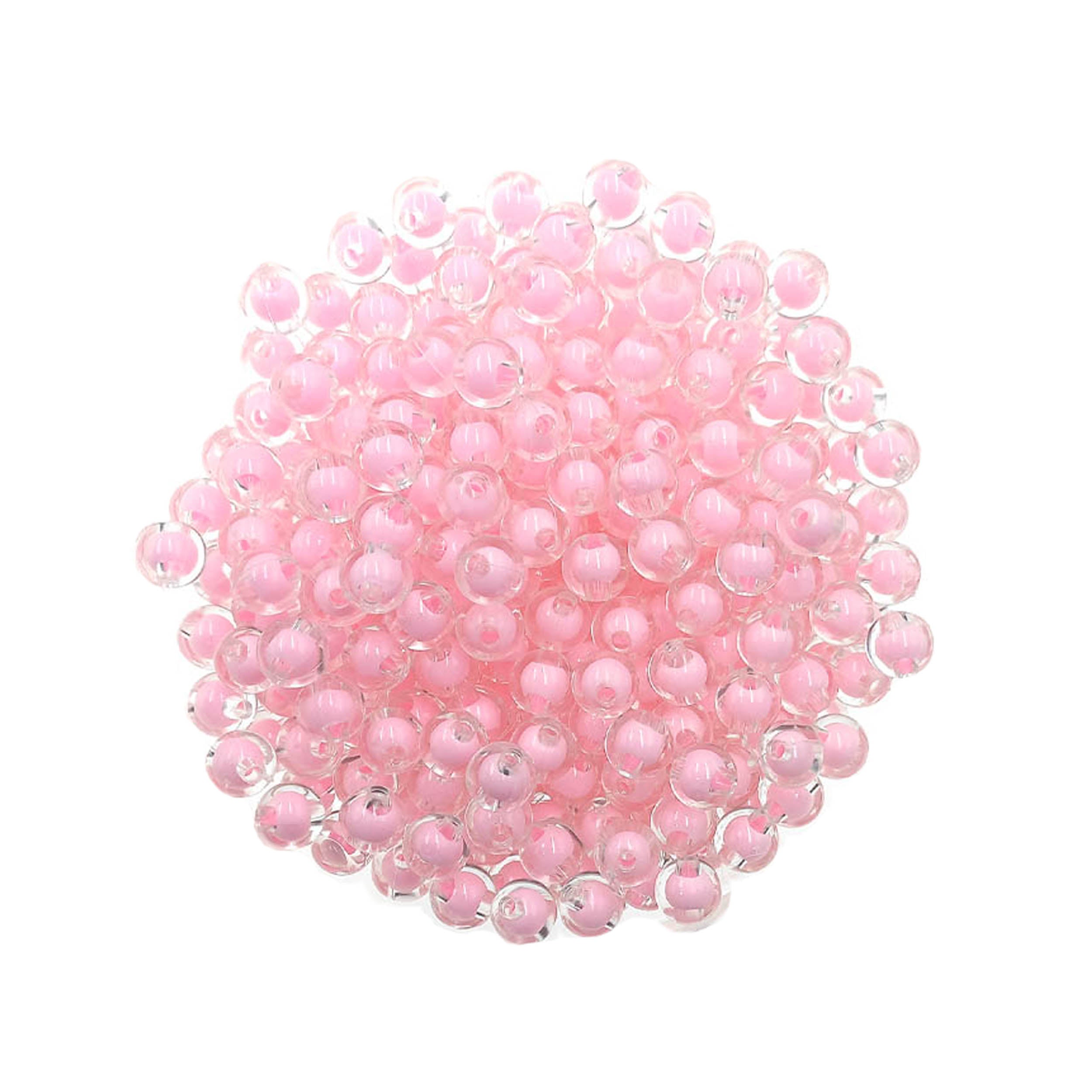 Cuentas Perlas Redondas Acrilica Inyectado 8mm Rosado - Bisuteria